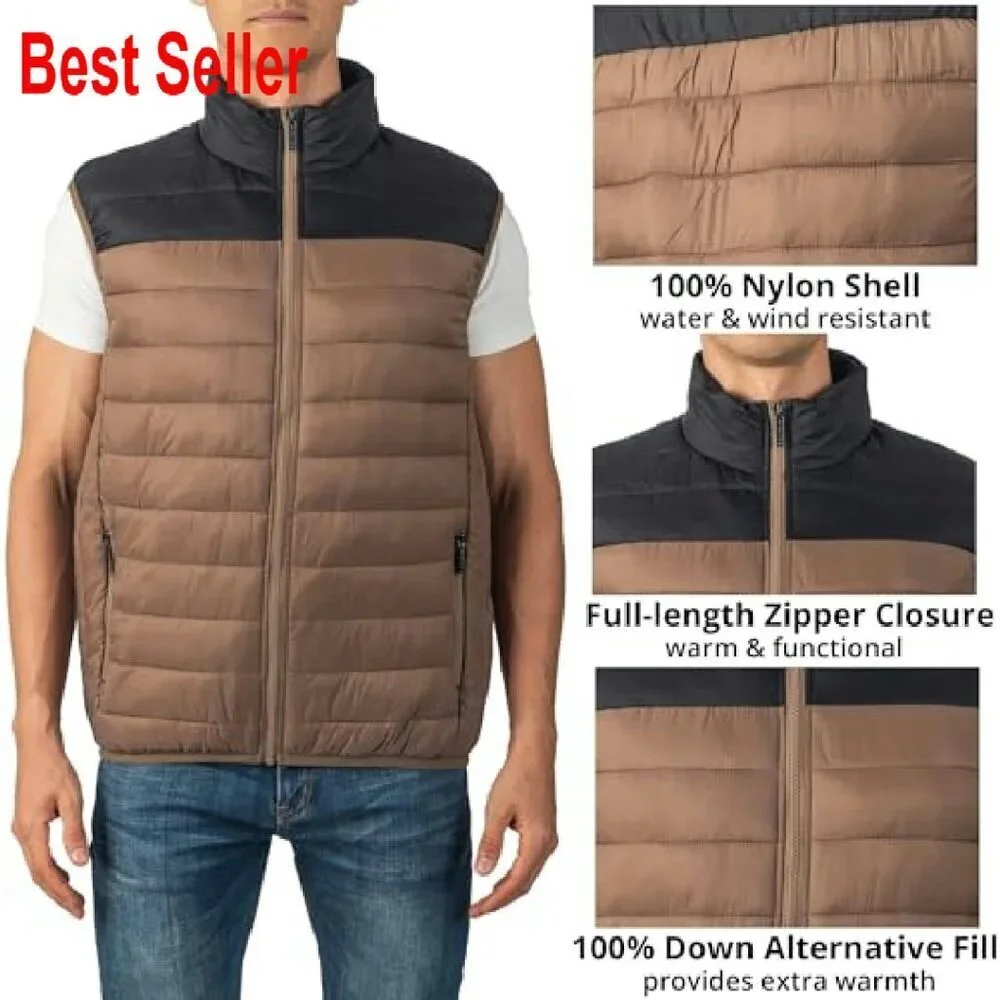 Men's Puffer Vest Down Alternative Water Resistant Packable Versatile Layer